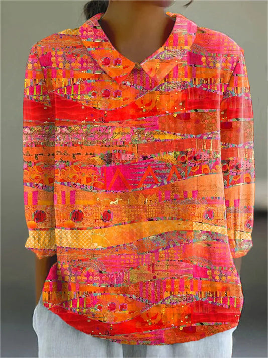 Women's Unique Printed Blouse for Summer Casual Wear