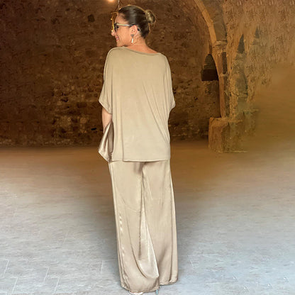 Women's V-Neck Two Piece Set with Matching Pants