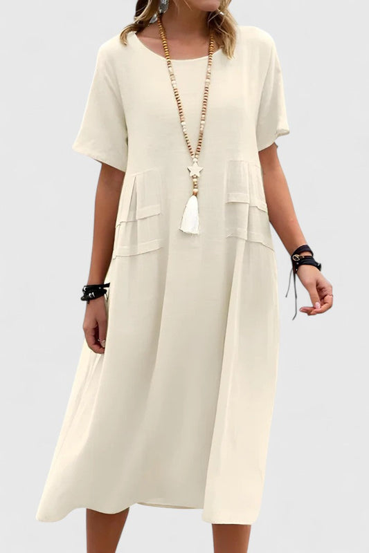 Women's Versatile Midi Dress with Tummy-Smoothing Fit for Formal and Casual Occasions