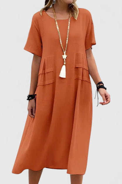 Women's Versatile Midi Dress with Tummy-Smoothing Fit for Formal and Casual Occasions