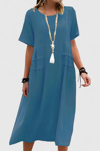 Women's Versatile Midi Dress with Tummy-Smoothing Fit for Formal and Casual Occasions