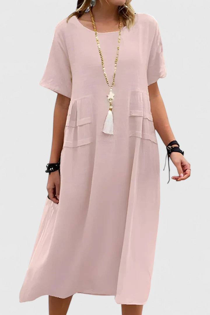 Women's Versatile Midi Dress with Tummy-Smoothing Fit for Formal and Casual Occasions