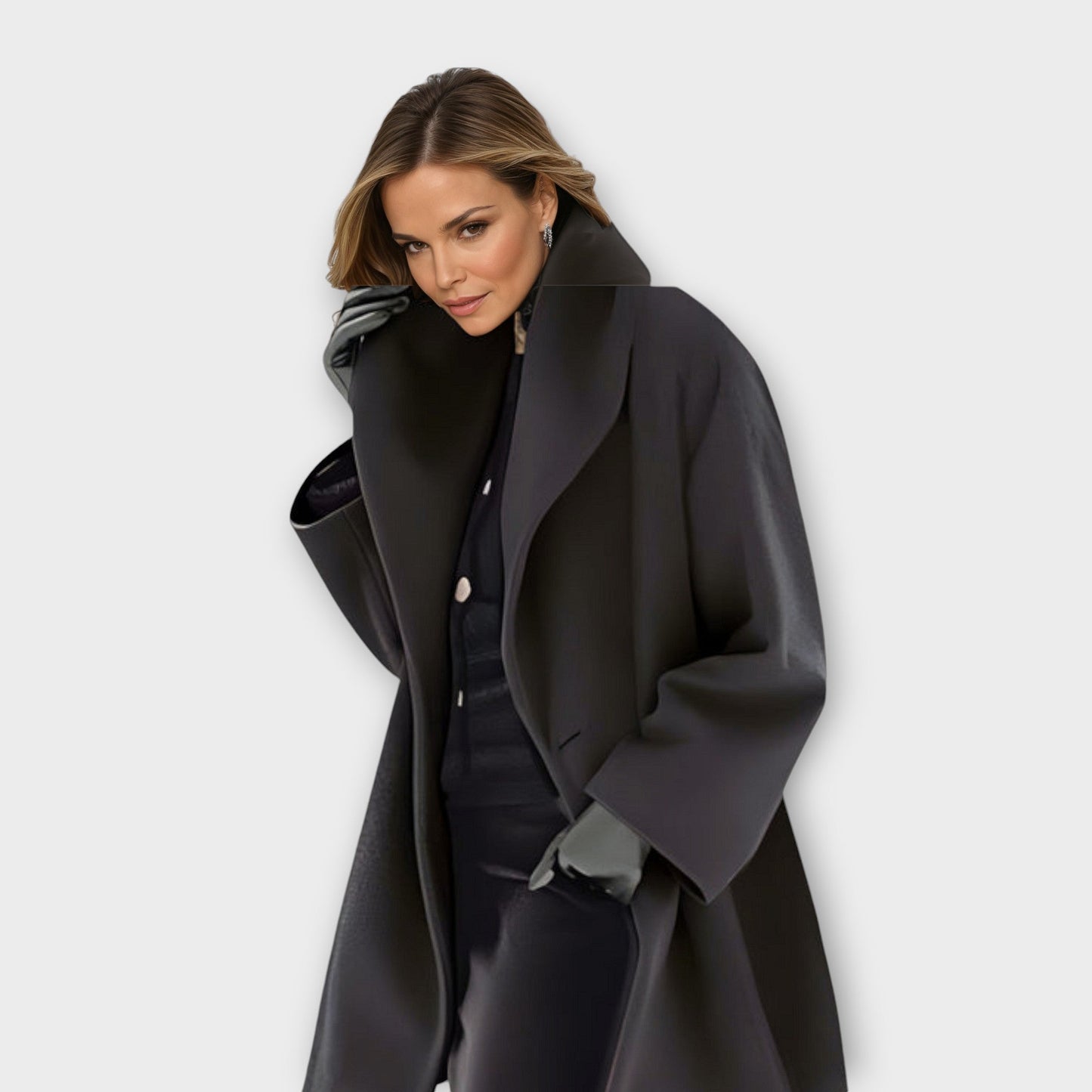 Women's Winter Wool Coat with Windproof Design and Relaxed Fit