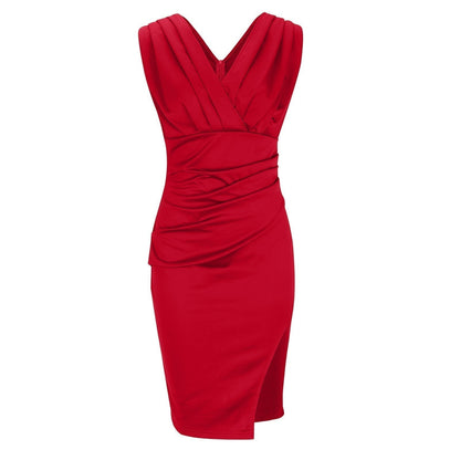 Women's Midi Dress Dress - Elegant V-Neck Design with Slit for Wedding Guests