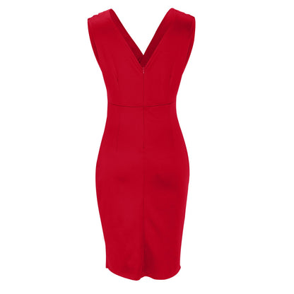 Women's Midi Dress Dress - Elegant V-Neck Design with Slit for Wedding Guests
