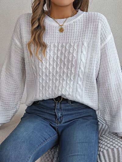 Women's Elegant Braided Knitted Jumper with Beads | Great for Autumn/Winter