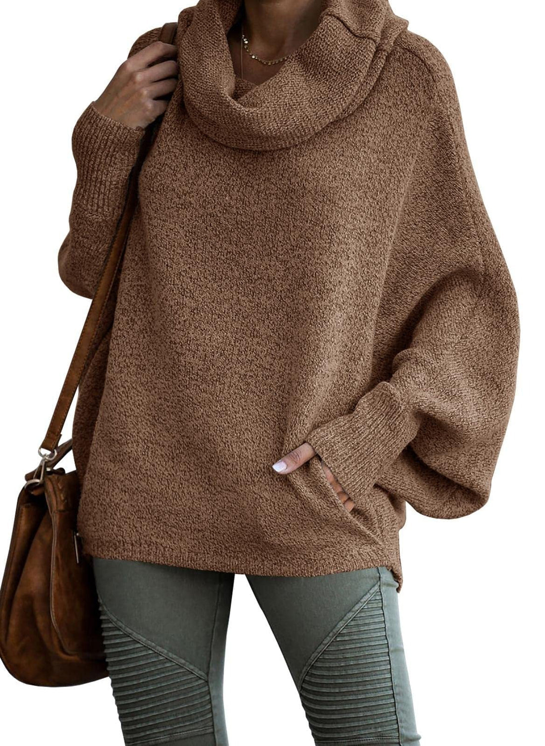 Women's Oversized Solid Colour Cashmere Turtleneck Jumper | Ideal for Autumn/Winter