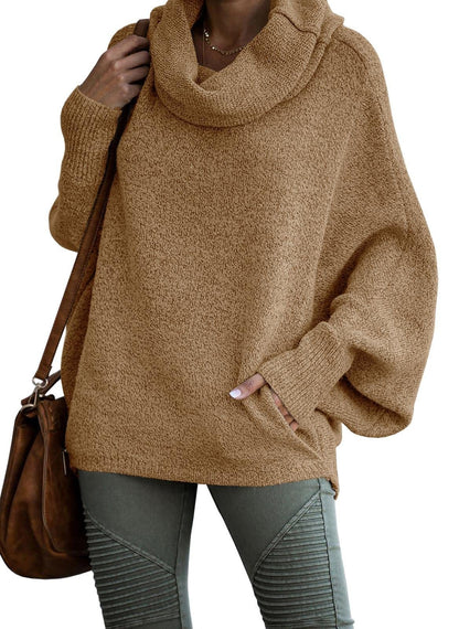 Women's Oversized Solid Colour Cashmere Turtleneck Jumper | Ideal for Autumn/Winter