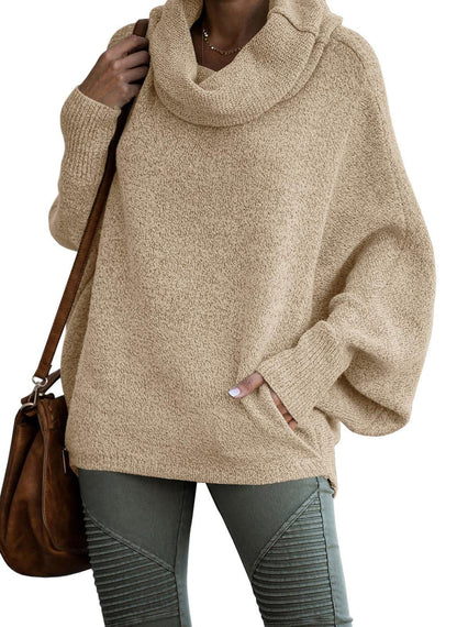 Women's Oversized Solid Colour Cashmere Turtleneck Jumper | Ideal for Autumn/Winter