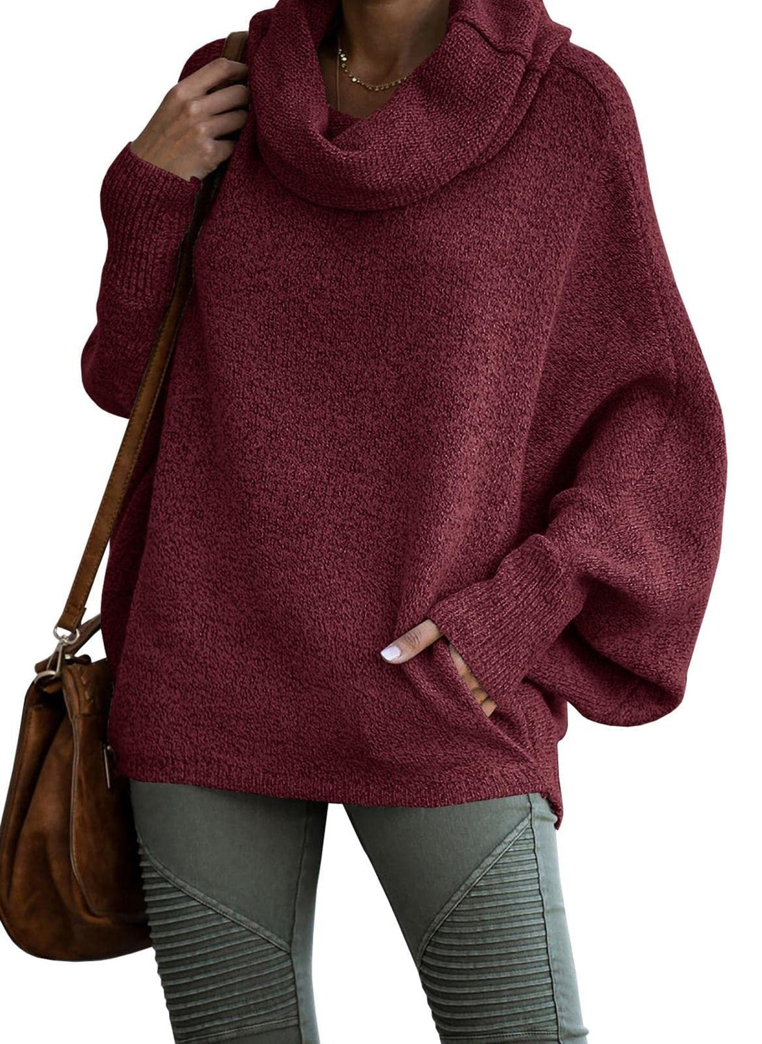 Women's Oversized Solid Colour Cashmere Turtleneck Jumper | Ideal for Autumn/Winter