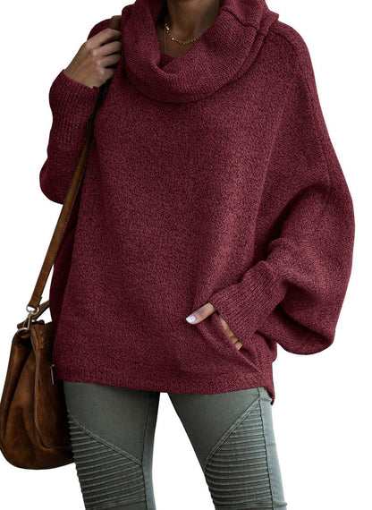 Women's Oversized Solid Colour Cashmere Turtleneck Jumper | Ideal for Autumn/Winter