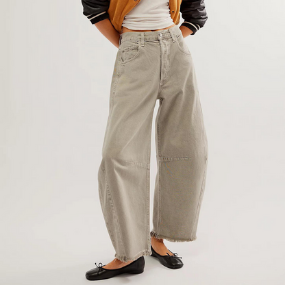Women's Retro Raw Hem Baggy Jeans | Great for All Seasons