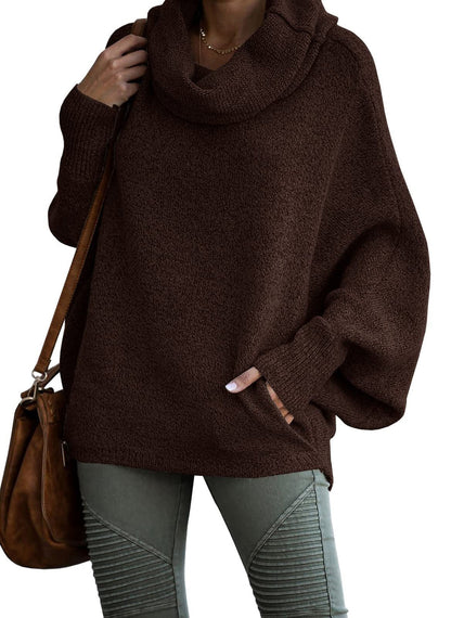 Women's Oversized Solid Colour Cashmere Turtleneck Jumper | Ideal for Autumn/Winter