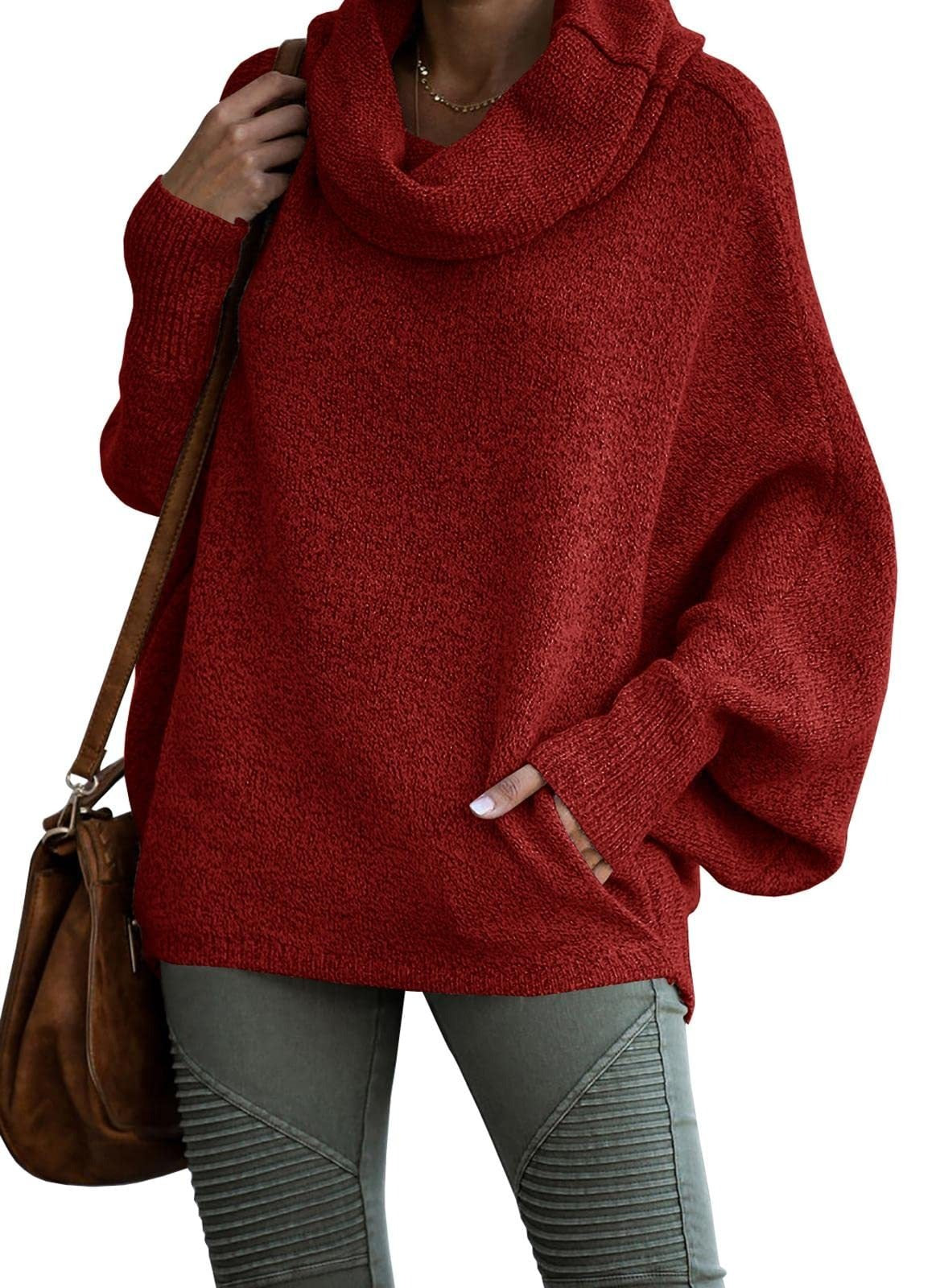 Women's Oversized Solid Colour Cashmere Turtleneck Jumper | Ideal for Autumn/Winter