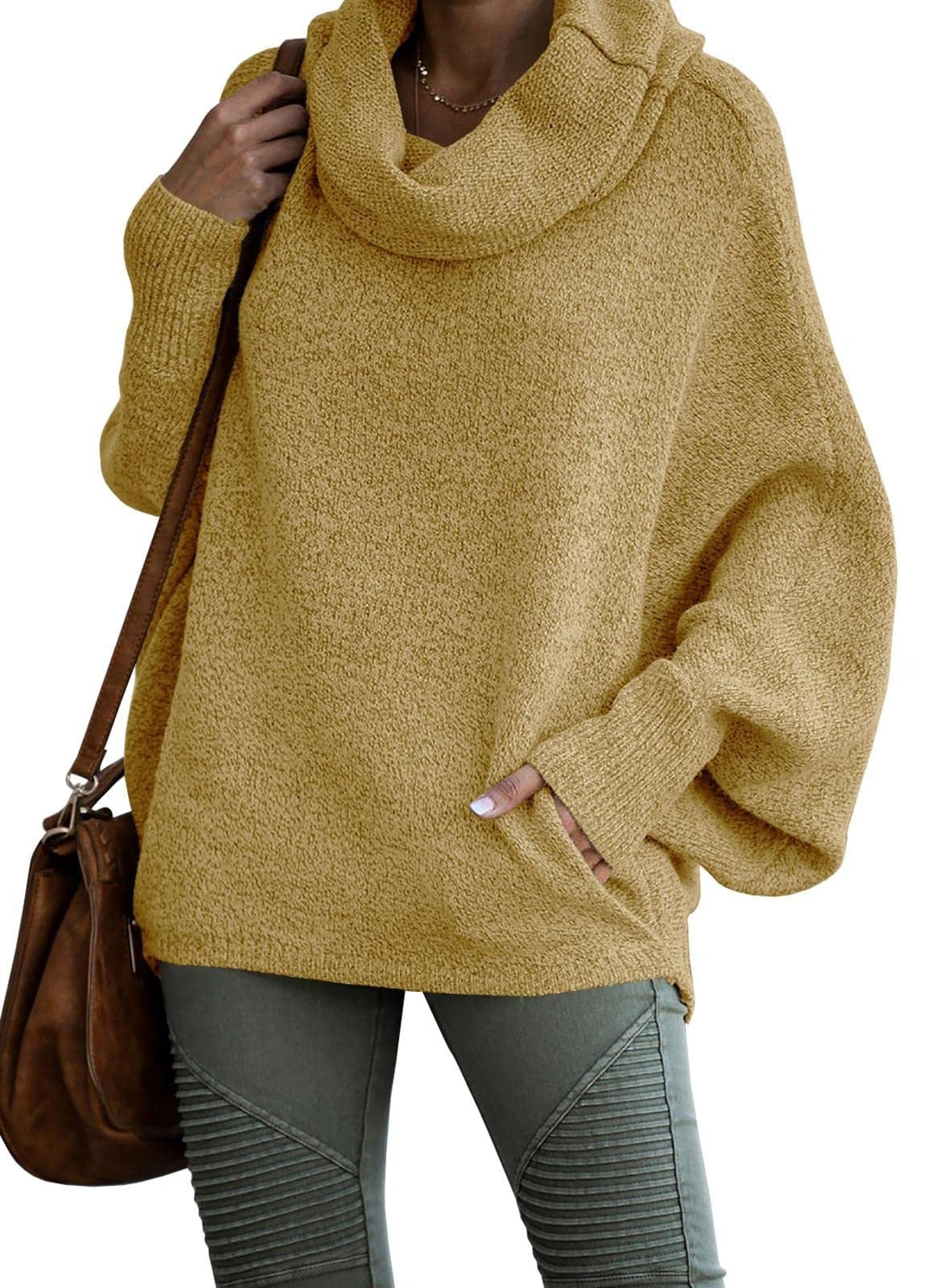 Women's Oversized Solid Colour Cashmere Turtleneck Jumper | Ideal for Autumn/Winter
