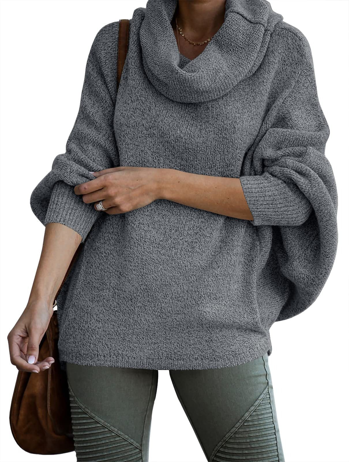 Women's Oversized Solid Colour Cashmere Turtleneck Jumper | Ideal for Autumn/Winter