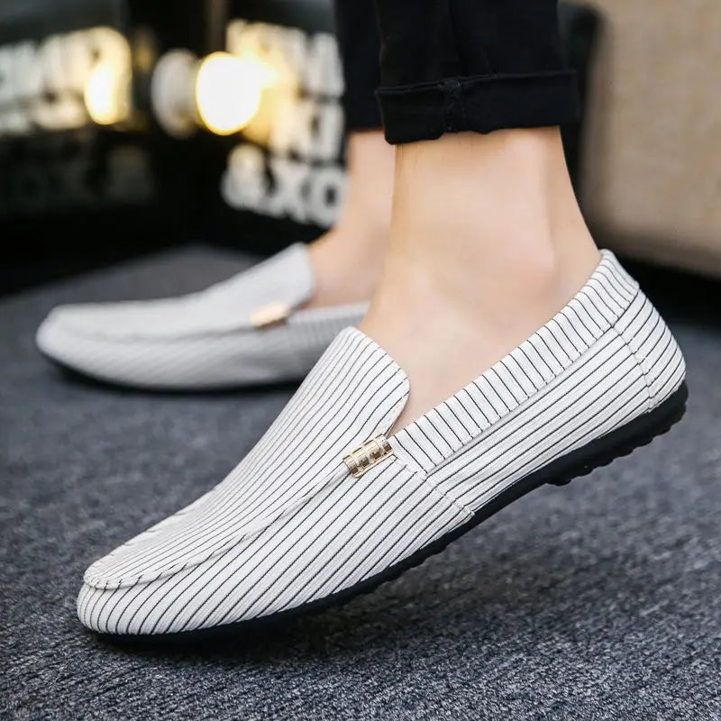 Men’s Casual Striped Loafers with Sturdy Sole | Great for Everyday Wear