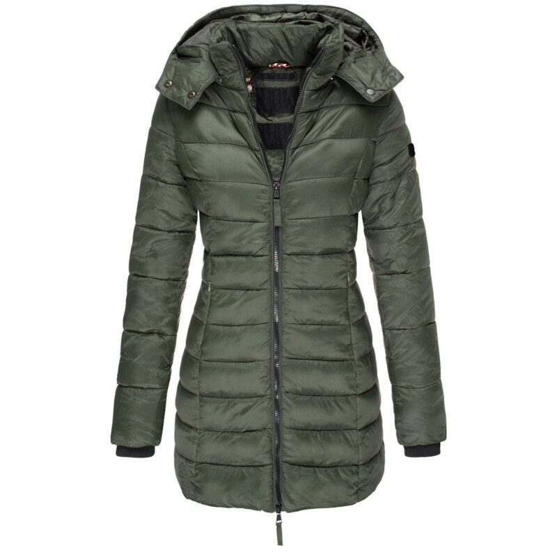 Women's Puffer Jacket with Zip-Up and Hood | Ideal for Autumn/Winter