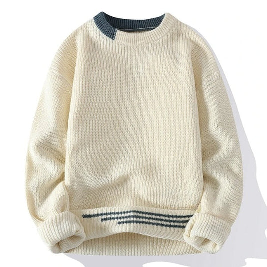 Men's Color Block Round Neck Knitted Jumper | Ideal for Autumn/Winter