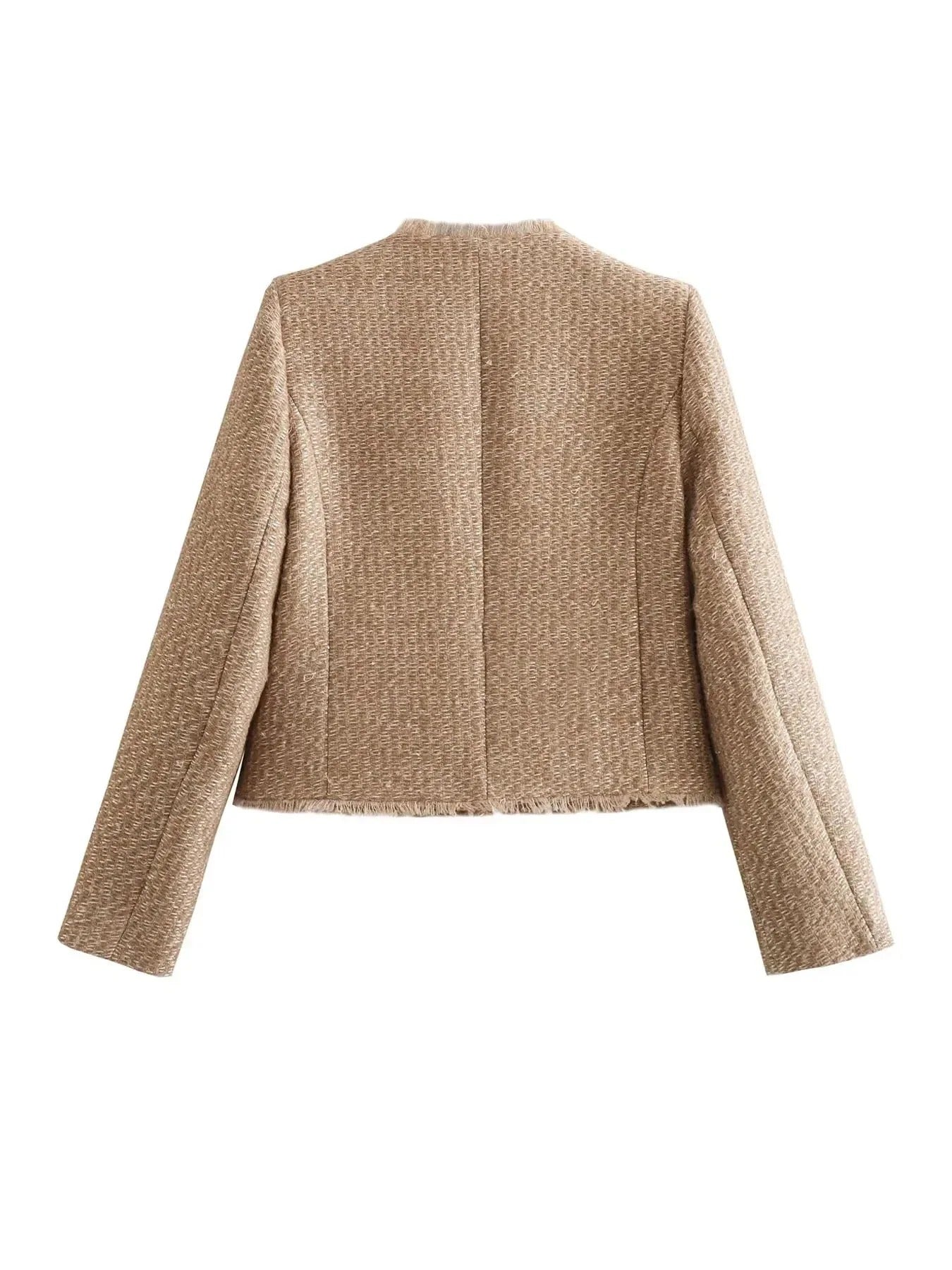 Women's Buttoned Blazer with Collar and Loose Fit for Everyday Wear