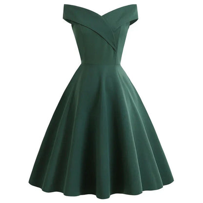 Women's Strapless Midi Dress in Vintage Style with A-Line Silhouette