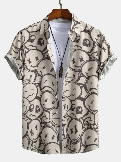 Men's Shirt with Unique Print and Stand Collar