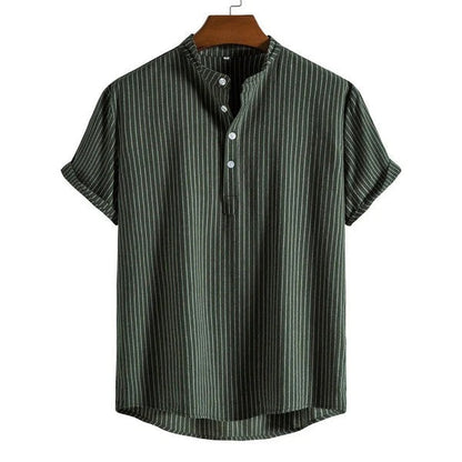 Men's Polo Shirt with Collar, Short Sleeves and Striped Design for Summer Wear