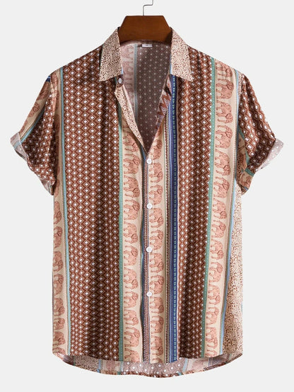 Men's Short Sleeve Shirt with Snap Buttons and Relaxed Fit for Transitional Weather