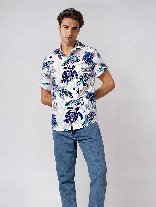 Men's Shirt with Button Closure for Spring and Autumn