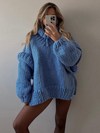 Women's Oversized Knit Turtleneck Jumper with Voluminous Sleeves | Ideal for Autumn/Winter