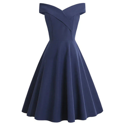 Women's Strapless Midi Dress in Vintage Style with A-Line Silhouette