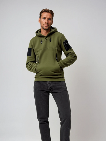 Men's Tactical Zip Hoodie with Multiple Pockets for Outdoor Use