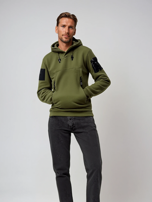 Men's Tactical Zip Hoodie with Multiple Pockets for Outdoor Use