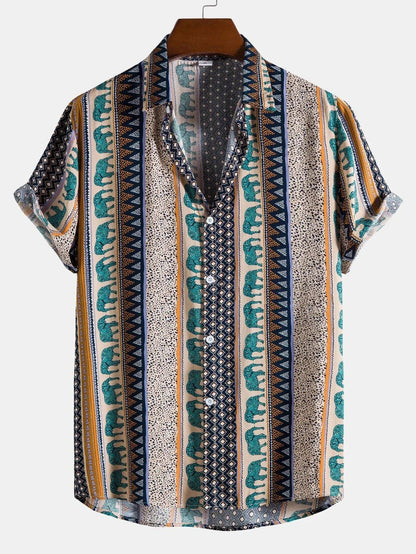 Men's Short Sleeve Shirt with Snap Buttons and Relaxed Fit for Transitional Weather