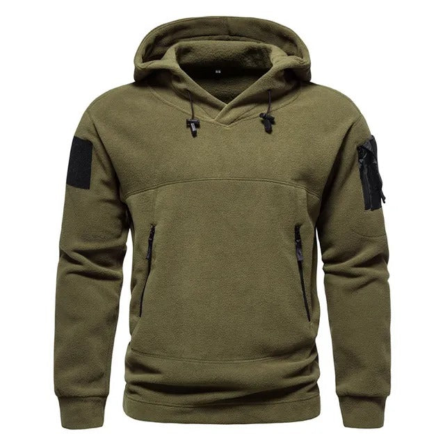 Men's Tactical Zip Hoodie with Multiple Pockets for Outdoor Use