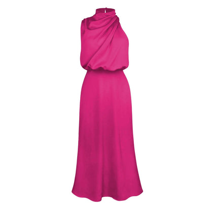 Women's Midi Dress with Round-Neck