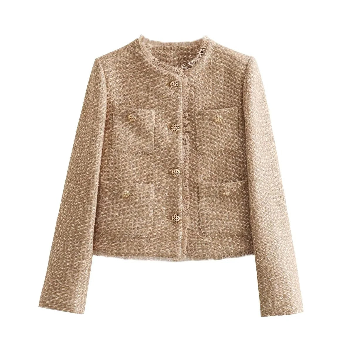 Women's Buttoned Blazer with Collar and Loose Fit for Everyday Wear