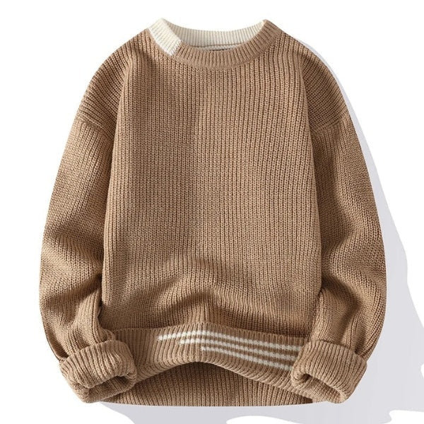 Men's Color Block Round Neck Knitted Jumper | Ideal for Autumn/Winter