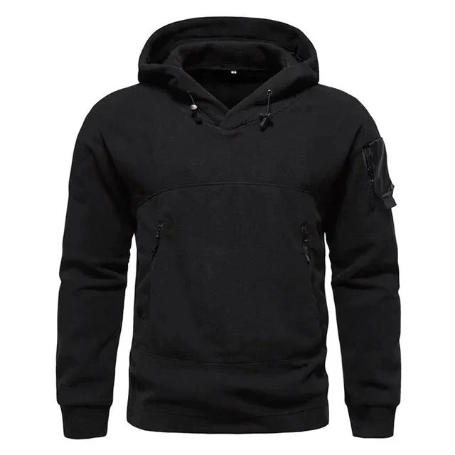 Men's Tactical Zip Hoodie with Multiple Pockets for Outdoor Use