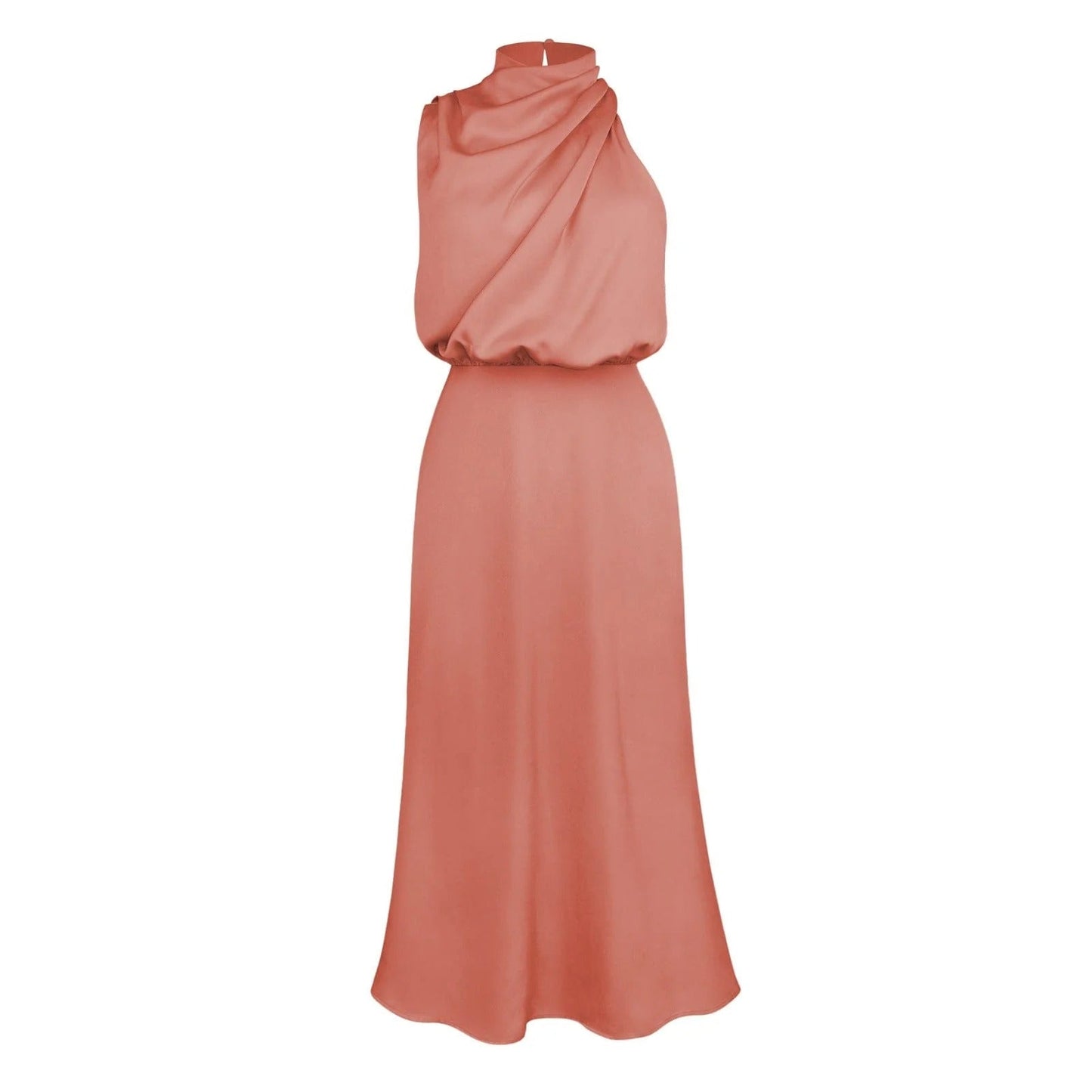 Women's Midi Dress with Round-Neck