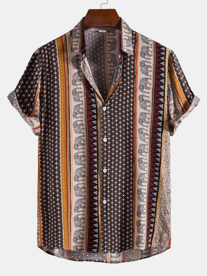 Men's Short Sleeve Shirt with Snap Buttons and Relaxed Fit for Transitional Weather