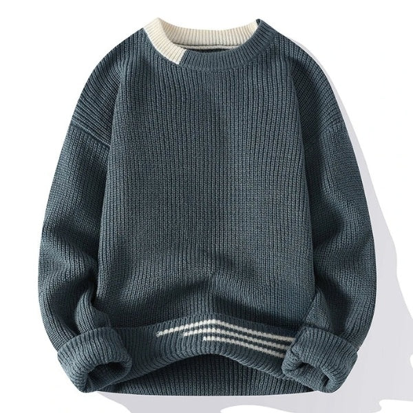 Men's Color Block Round Neck Knitted Jumper | Ideal for Autumn/Winter