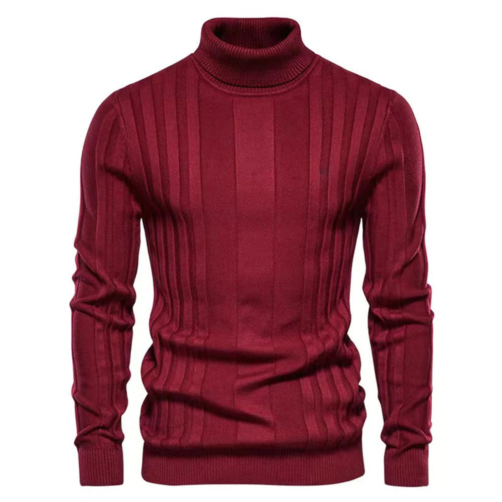 Men's Turtleneck Jumper with Vertical Line Pattern | Ideal for Autumn/Winter