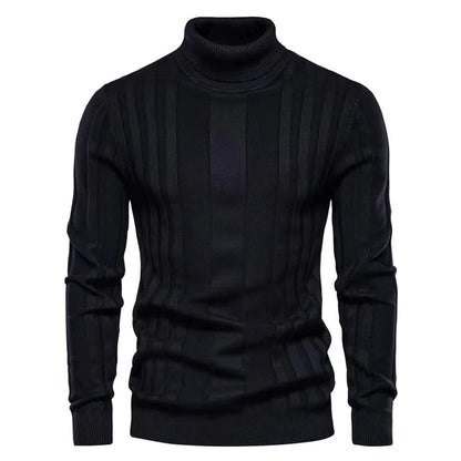 Men's Turtleneck Jumper with Vertical Line Pattern | Ideal for Autumn/Winter