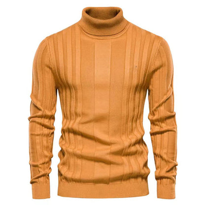 Men's Turtleneck Jumper with Vertical Line Pattern | Ideal for Autumn/Winter