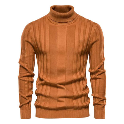 Men's Turtleneck Jumper with Vertical Line Pattern | Ideal for Autumn/Winter