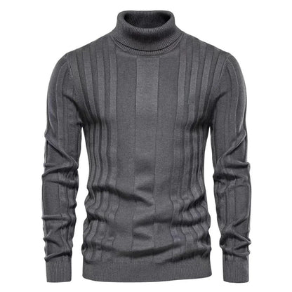 Men's Turtleneck Jumper with Vertical Line Pattern | Ideal for Autumn/Winter