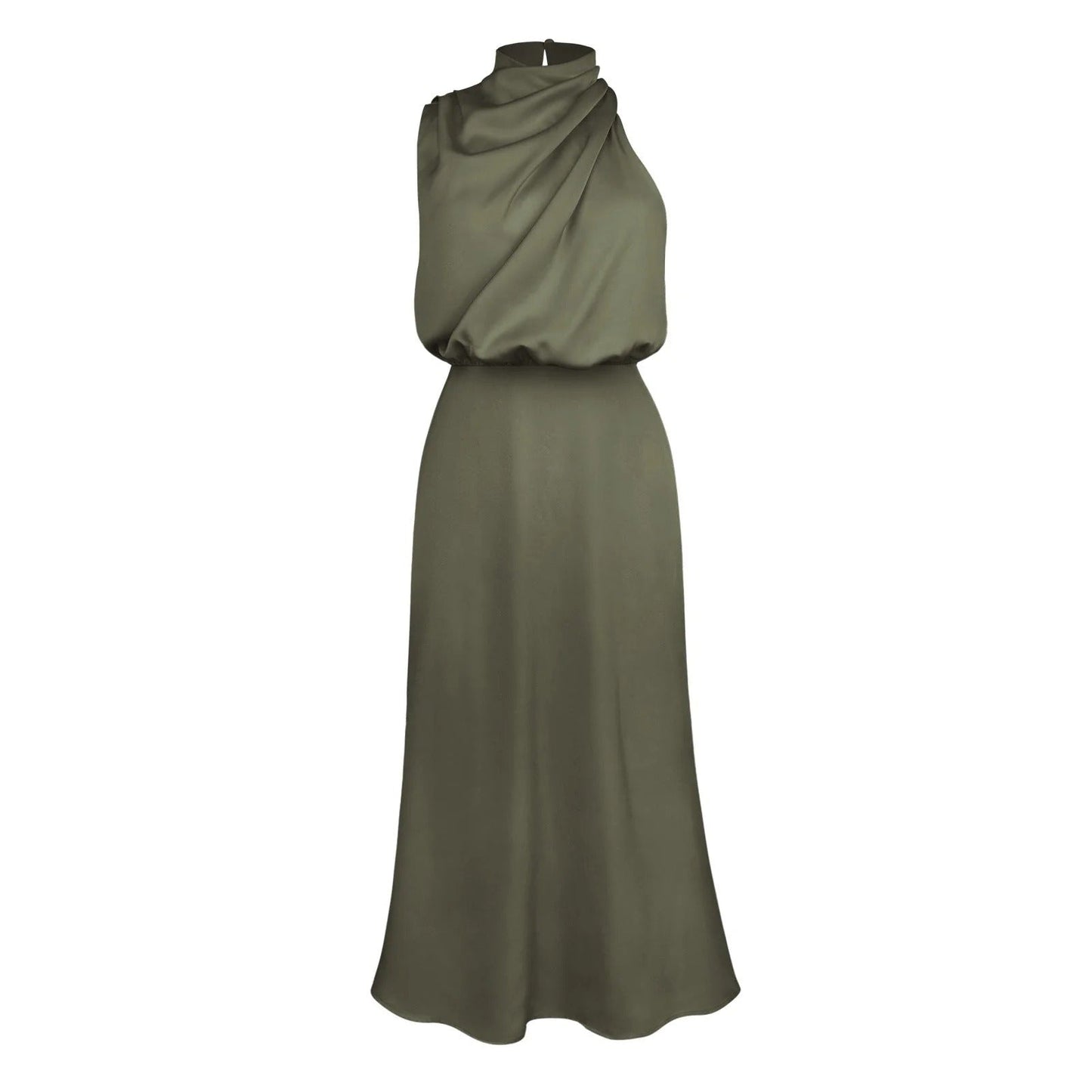 Women's Midi Dress with Round-Neck