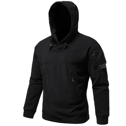 Men's Tactical Zip Hoodie with Multiple Pockets for Outdoor Use