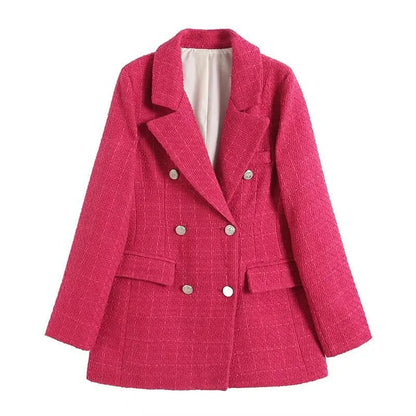 Women's Blazer with Geometric Pattern, Button Closure and Pockets for Year-Round Wear